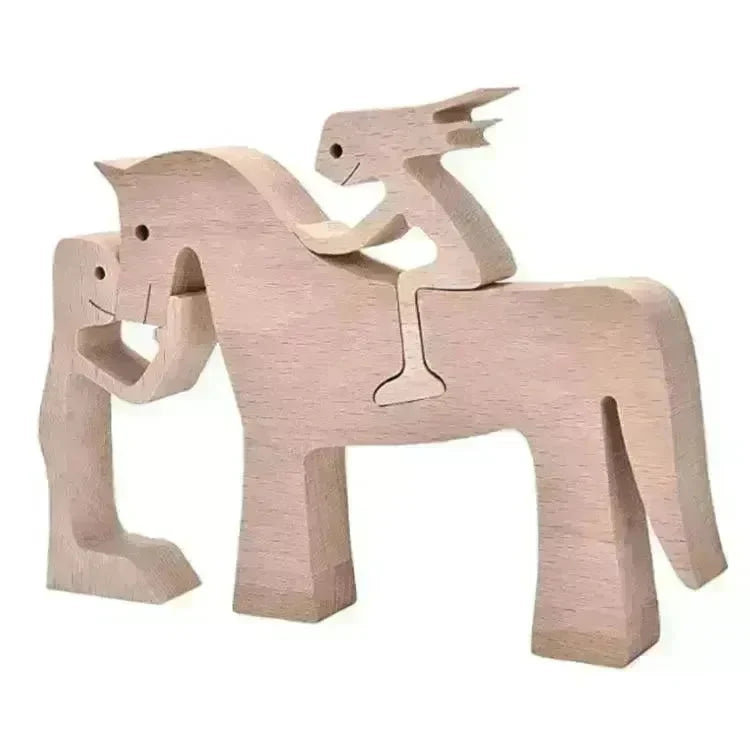 DIY Figurine Wood Dog Ornament Sculpture Home Decoration A Man A Dog Wood Sculpture Christmas Gifts Model Decor - EX-STOCK CANADA