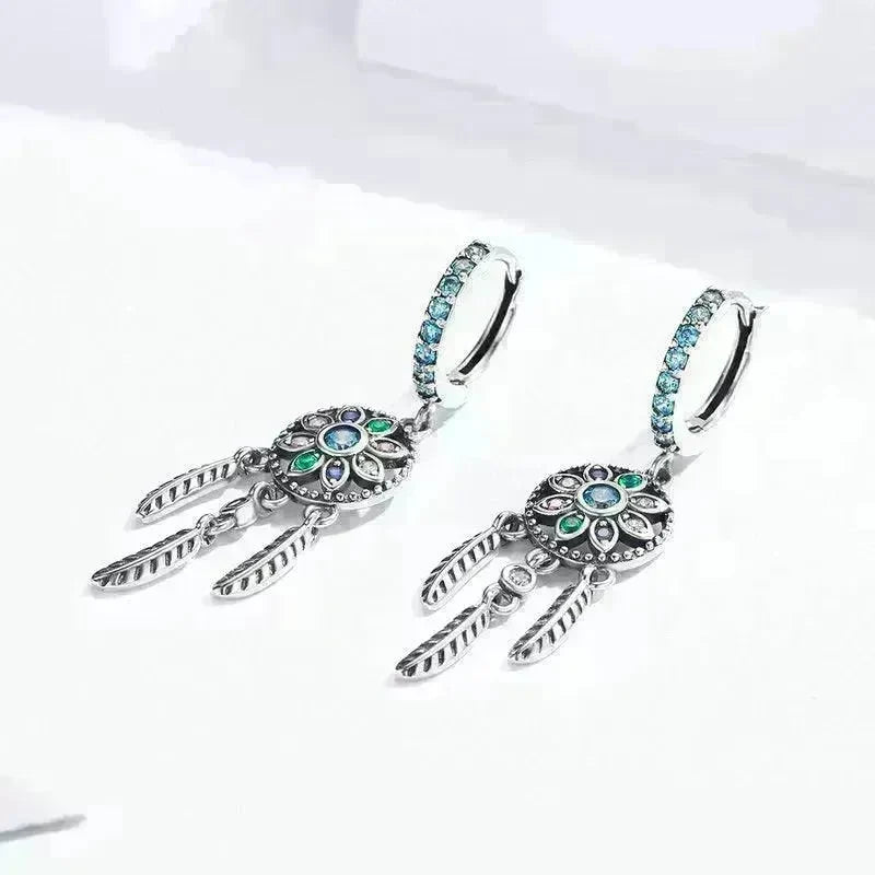 Dream Catcher Dangle Drop Butterfly Earrings - EX-STOCK CANADA