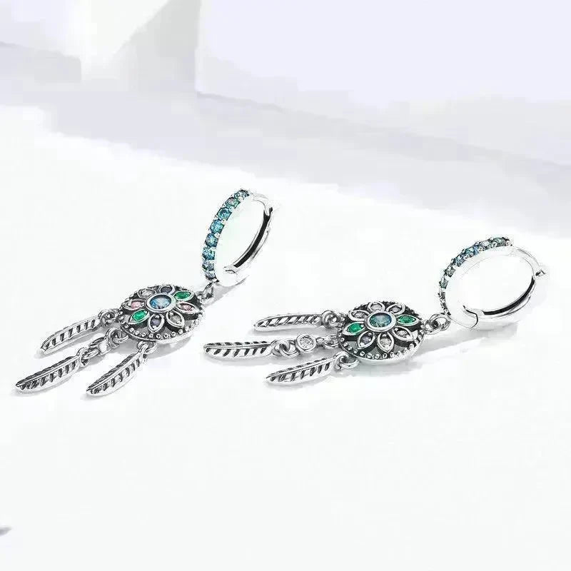 Dream Catcher Dangle Drop Butterfly Earrings - EX-STOCK CANADA