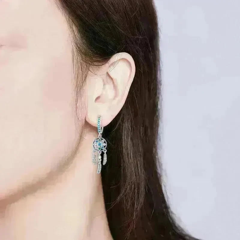 Dream Catcher Dangle Drop Butterfly Earrings - EX-STOCK CANADA