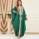Dubai Turkey Arab Green Gilding Batwing Sleeve Bow Tie Stitching Middle East Popular Plus Size Tassel Split Dress - EX-STOCK Canada
