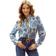 Elegant floral long sleeve work tops womens professional work blouses - EX-STOCK CANADA