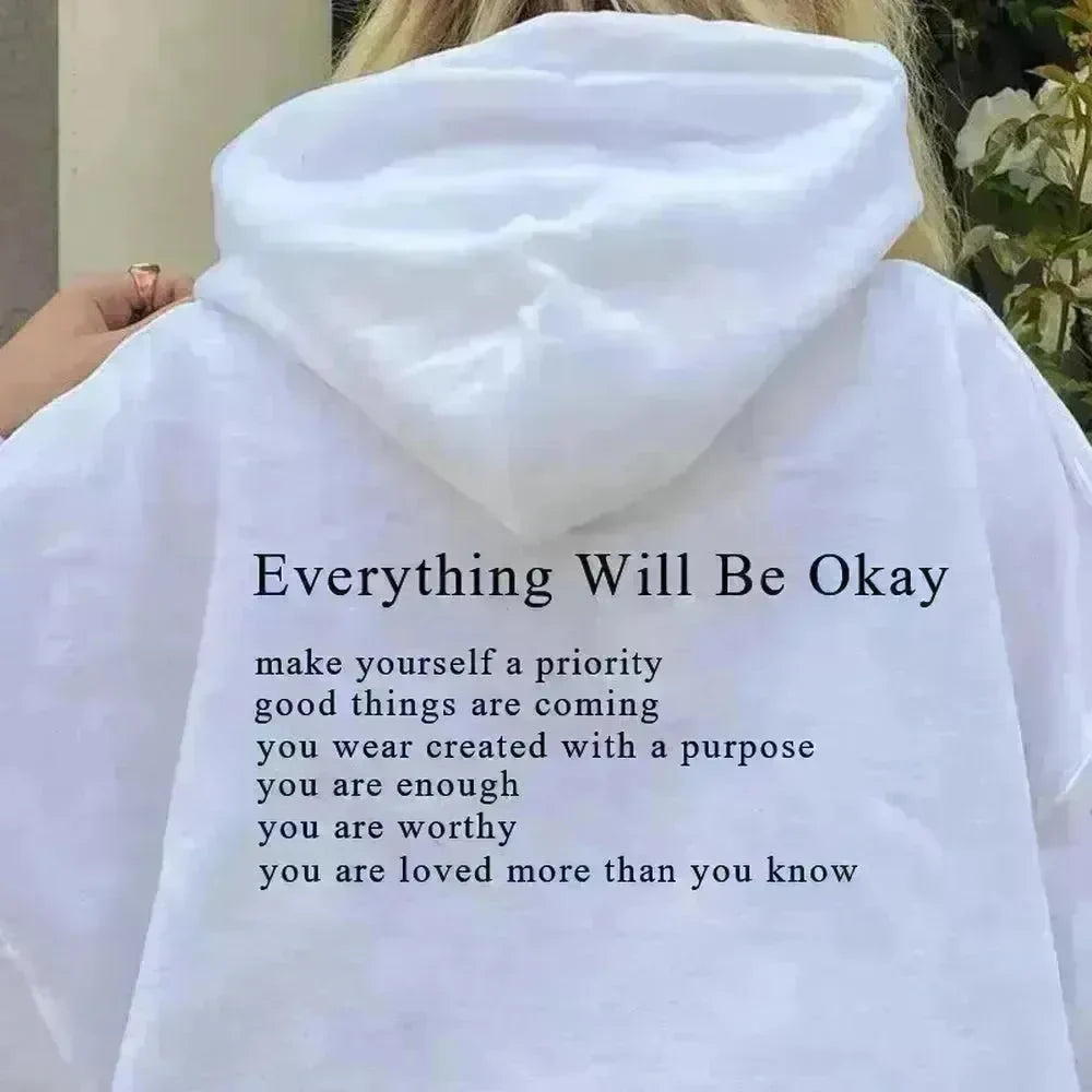 Everything Will Be Okay Loose Casual Men's And Women's Korean Version Loose Round Neck Top - EX-STOCK CANADA