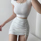 Hot Girl Hip Skirt Design High Waist With Straps Stretch Knitted Women's Mini Drawstring Split Skirt - EX-STOCK Canada