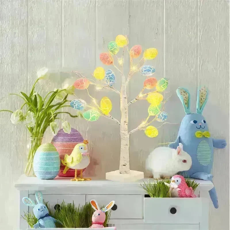 Easter Decoration 60cm Birch Tree Home Easter Egg LED Light Gift Spring Party Tabletop Ornaments Light Easter Party Kids Gifts - EX-STOCK CANADA
