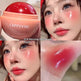 A four-panel collage showcasing a Cappuvini lip product in shade 01 Morning Dew Sweet Apple. The panels show a close-up of the peach-colored jar with a red cap, a model wearing the glossy pinkish-red lip color, and a texture swatch of the product on skin.