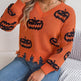Halloween Contrast Color Pumpkin Cut Long Sleeve Sweater - EX-STOCK Canada