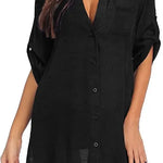 European And American Sun Protection Women Beach Linen Shirt dress - EX-STOCK CANADA