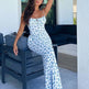 Fashion Flowers Print Suspender Long Dress Summer Lace-up Slim Backless Dresses For Women - EX-STOCK CANADA