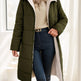 Women's Long Quilted Hooded Puffer Coat – Sherpa Lined | Black & Green | S–3XL