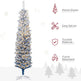 6' Flocked Christmas Trees, Pencil Prelit Artificial Christmas Tree With Snow Branches, Blue EX-STOCK Canada 