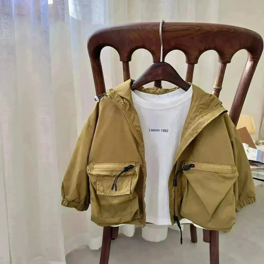 Boy Solid Color Short Hood Shell Jacket - EX-STOCK CANADA