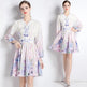 Elegant V-neck Vintage Floral Print Long Sleeves Dress Spring - EX-STOCK CANADA