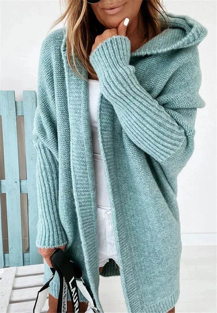 Oversized Head cover Knitted Long Kimono Cashmere Cardigan for Women - EX-STOCK Canada