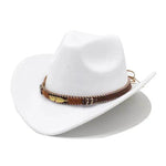 Ethnic Style Metal Feather Western Denim Top Hat Cowboy hat - EX-STOCK Canada