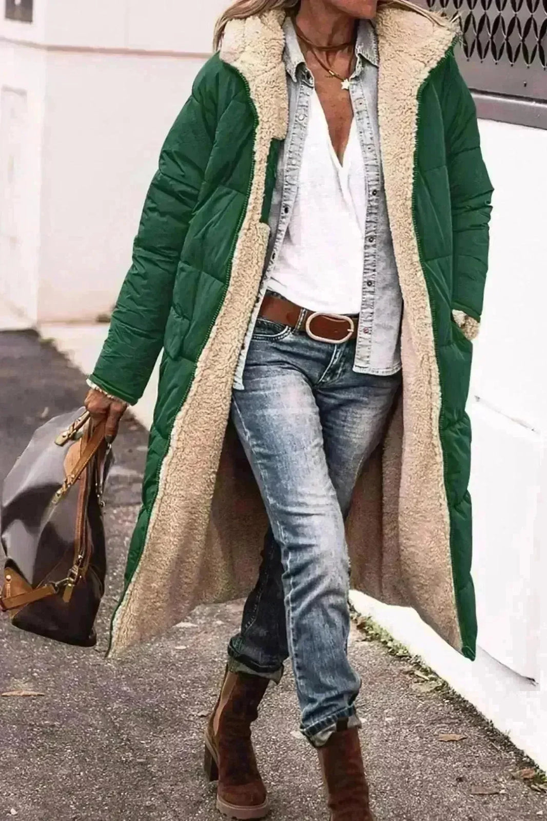 Classy Fleece lined Long Hooded Puffer Winter coat workwear  for women - EX-STOCK CANADA