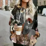 Printed Anime Cartoon Casual Fashion Zip up Hoodie Cardigan women - EX-STOCK CANADA