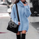Autumn Winter Solid Cashmere oversized Knitted Mini Turtleneck Sweater Dress - EX-STOCK Canada