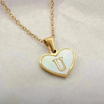 26 Letter Heart-shaped Necklace White Shell Love Clavicle Chain Fashion Personalized Necklace For Women Jewelry Valentine's Day - EX-STOCK CANADA