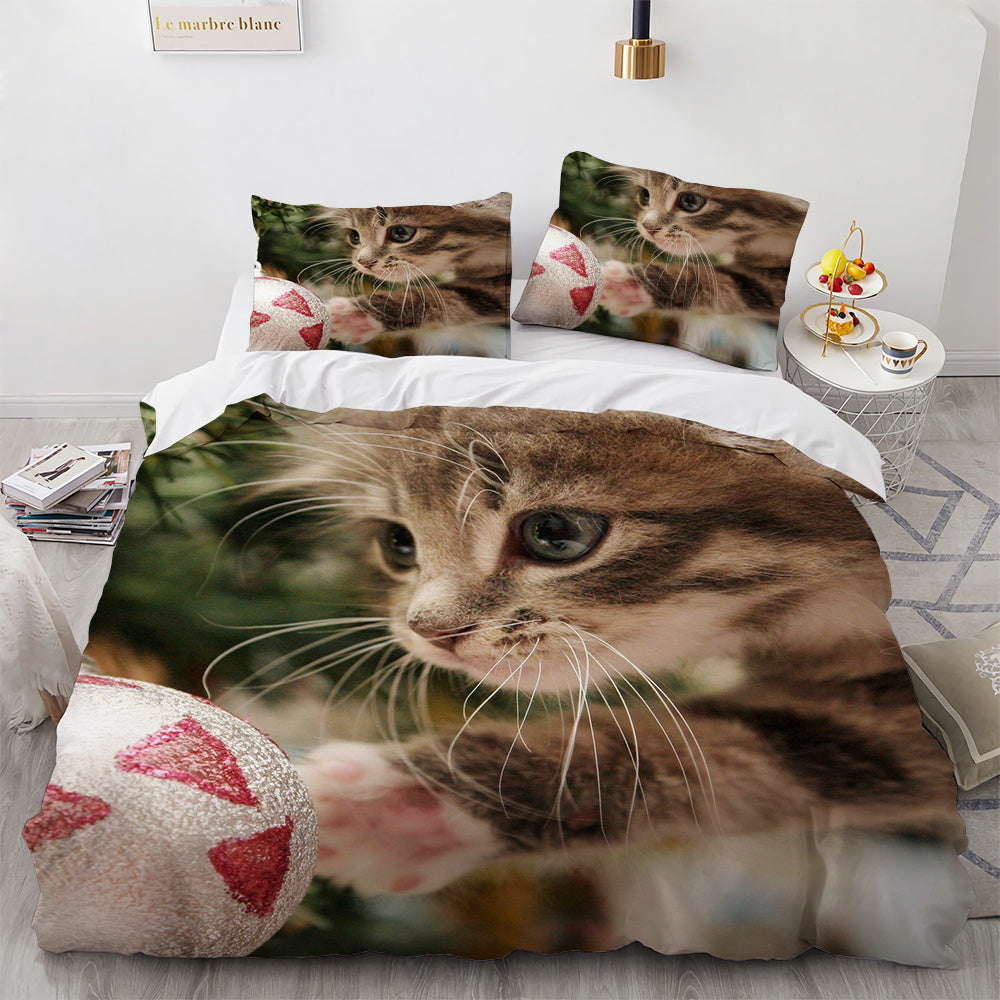 White Cute Cat Bedding Set Girl Ladies Bedroom Comfort Duvet Cover EX-STOCK Canada 