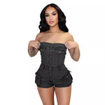 Strapless denim jumpsuit denim tube top jumpsuit Denim short Jumpsuit women Denim Short Rompers jean romper shortsjean jumpsuit shorts - EX-STOCK Canada