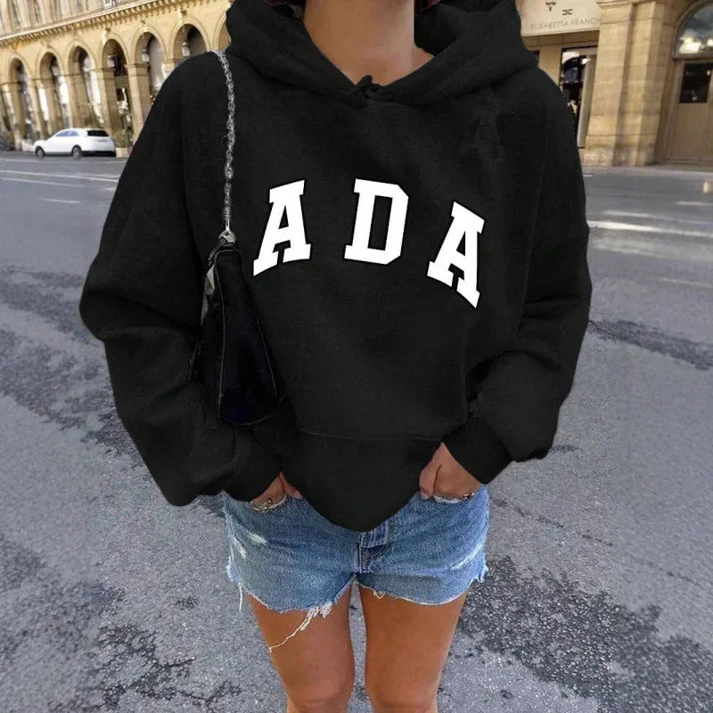 Casual And Versatile Letter Loose Hoodie With Fleece Lining For Women EX-STOCK Canada 