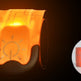 Orange reflective safety vest with a light bulb symbol on a dark background