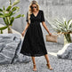 Fashion V-neck Lace Dress Summer Elegant Short Sleeve Long Dresses For Women - EX-STOCK Canada