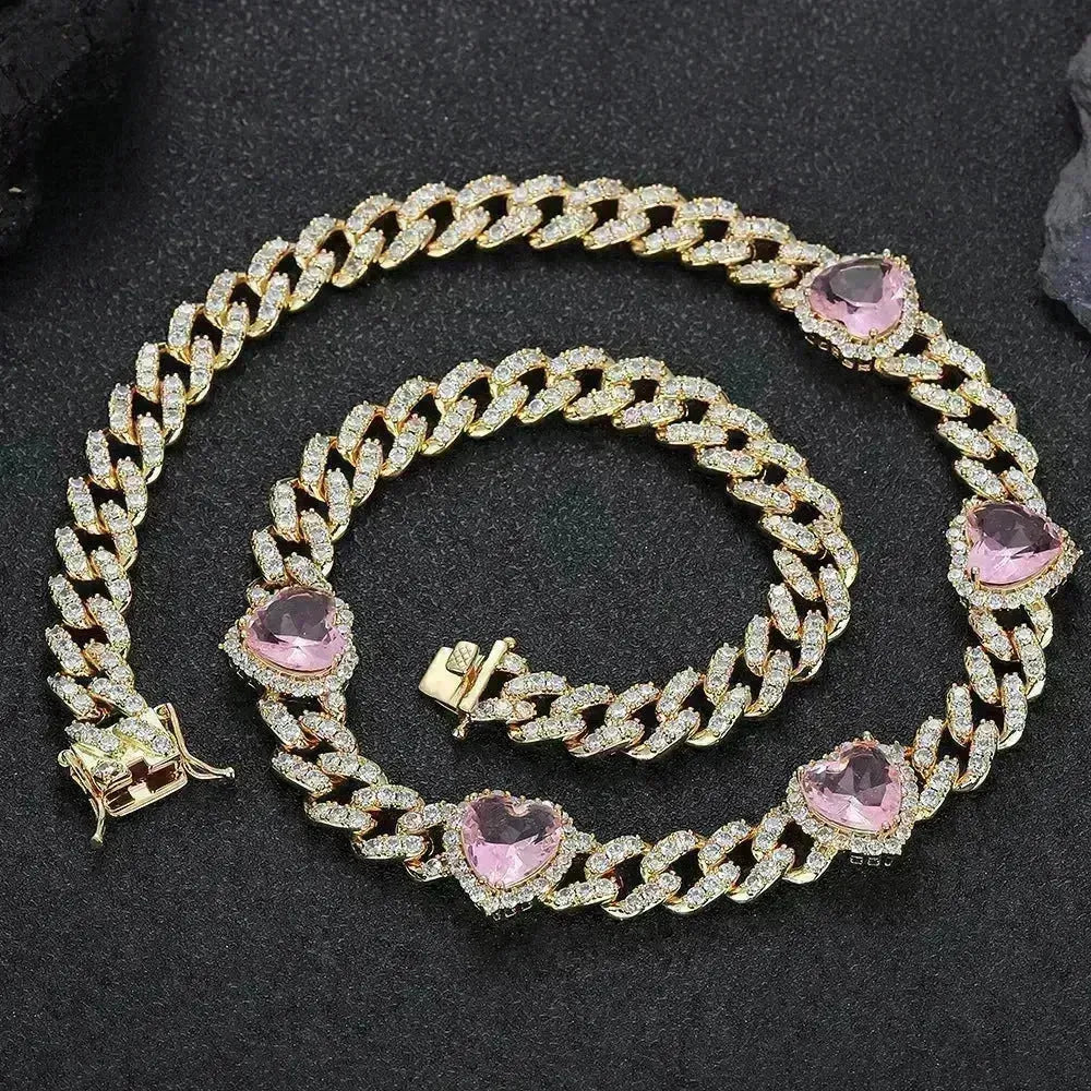 Cuban Link Chain Peach Heart Women's Necklace - EX-STOCK CANADA