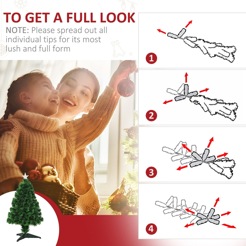 2.5FT Prelit Artificial Tabletop Christmas Tree With Fibre Optics Holiday Home Xmas Decoration For Table And Desk Geen EX-STOCK Canada 