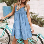 Sleeveless Suspender Casual Denim Loose flared Beach Dress - EX-STOCK Canada