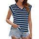 Fashion Stripe Print V-neck Short-sleeved T-Shirt Summer Loose Casual top for Women - EX-STOCK CANADA