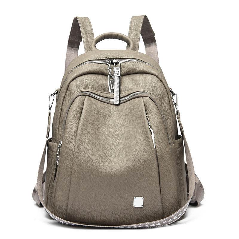 Large Capacity Soft Leather Student Backpack Trendy Travel Bag - EX-STOCK Canada