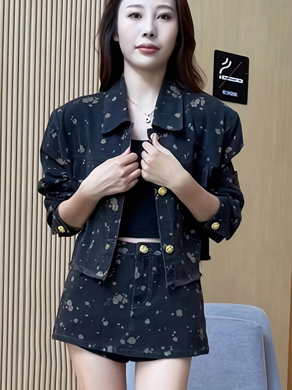 Retro Floral Print Denim Jacket For Women Autumn Design Niche Short Style Casual Jacket Set EX-STOCK Canada 