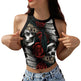 Halloween Printed Skeleton Skull Vest crop Top For Women - EX-STOCK CANADA