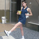 Mini Sleeveless Sheath Denim jeans halter neck Dress - EX-STOCK Canada