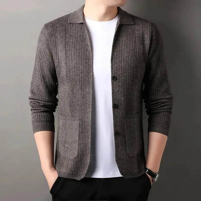 Slim fit Knitted Cardigan sweater For Young Men Workwear for fall Winter - EX-STOCK Canada