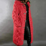 Chunky Long Knitted Hoodie winter Long Cardigan  sweater Jacket women - EX-STOCK CANADA