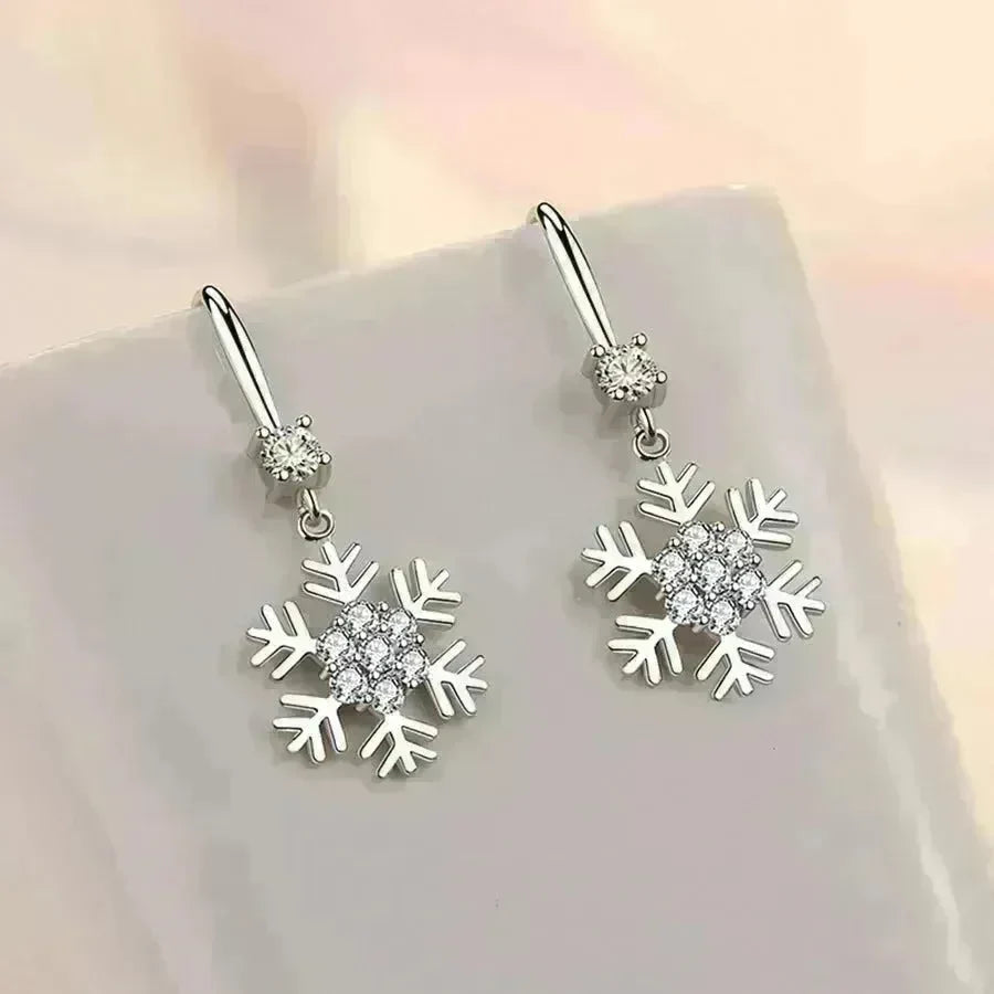 Temperament Snowflake Earrings With Rhinestones Fashion Personalized Christmas Earrings For Women Jewelry - EX-STOCK CANADA