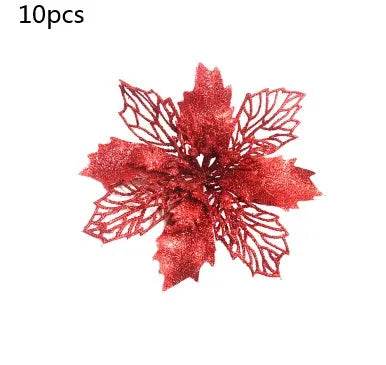Glitter Artifical Christmas Flowers Christmas Tree Decorations For Home Fake Flowers Xmas Ornaments New Year Decor - EX-STOCK Canada