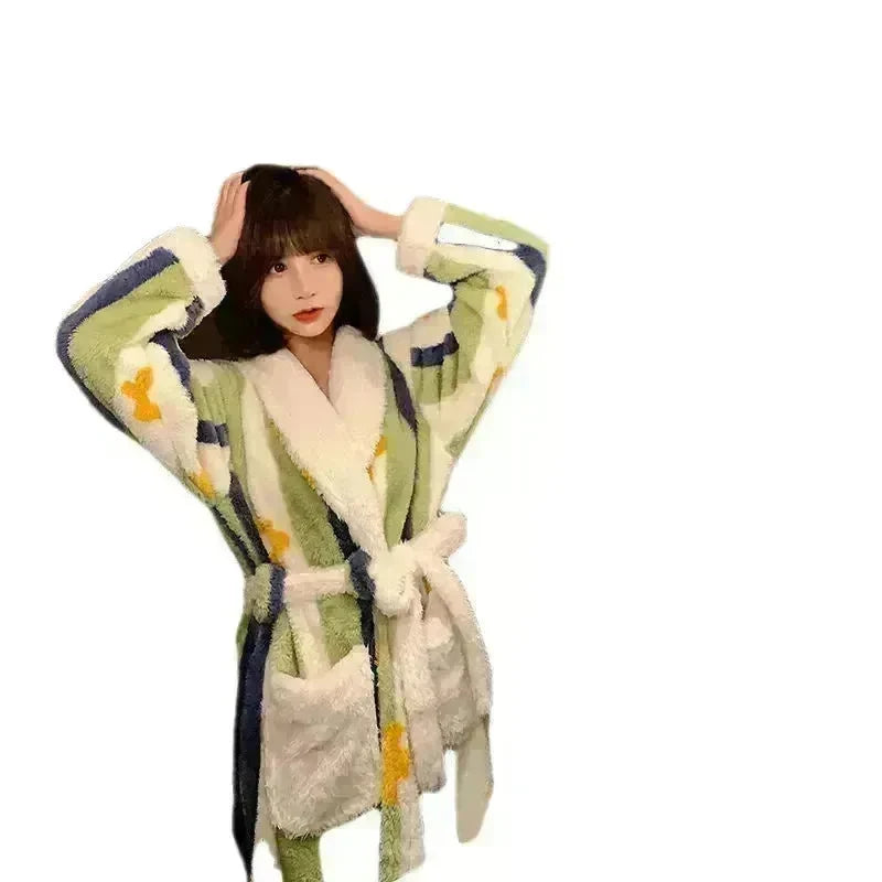 Thick Flannel Bathrobe Winter Long Pajamas - EX-STOCK CANADA