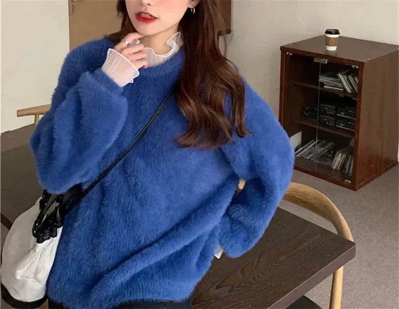 Autumn Winter Mink-like Wool Thick Plush Pullover Sweater for Women - EX-STOCK Canada
