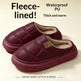 Unisex PU Leather Sherpa-Lined Thick-Soled Slippers – Non-Slip Warm Indoor House Shoes | 5 Colors 