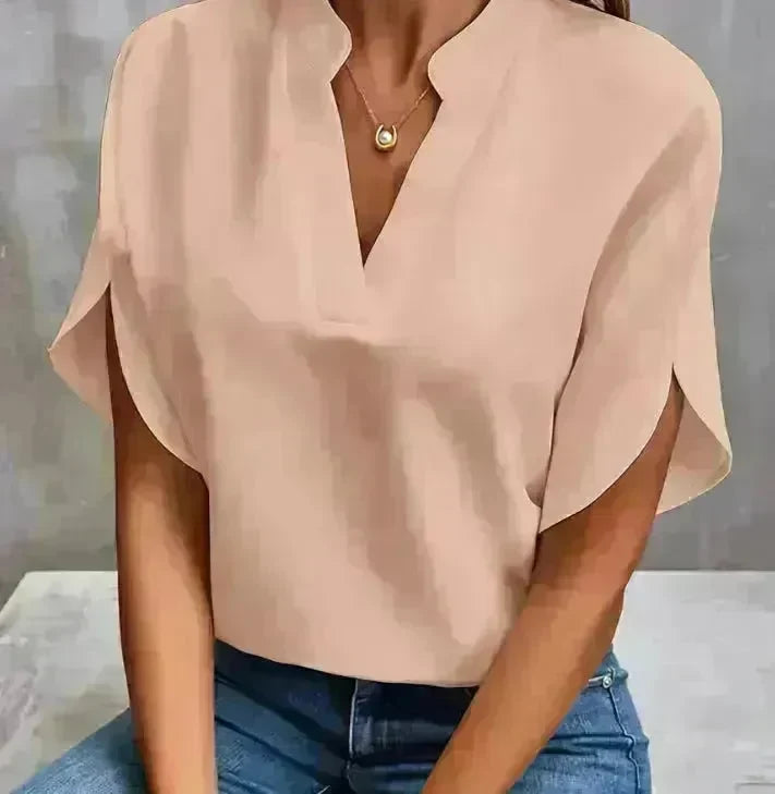 Summer Short-sleeved Chiffon Shirt New V-neck blouse Women's Casual Versatile Clothing Evening Tops for Women - EX-STOCK CANADA