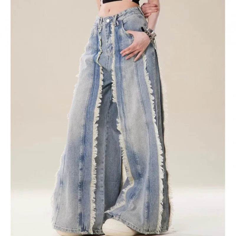 Jeans Destroyed Loose Burrs Wide Leg Bootcut Pants - EX-STOCK Canada