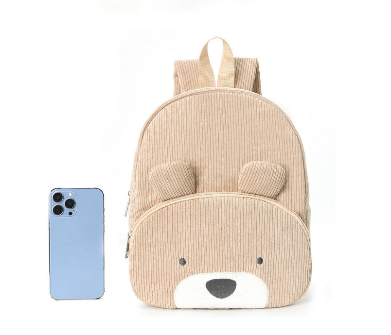 Embroidered Cute Bear Backpack Corduroy EX-STOCK