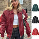 Oversized Fashion Zip-up Lapel Leather Jacket for women - EX-STOCK Canada