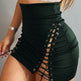 Women's High Waist Side Lace-up Tight Leather Mini Skirt - EX-STOCK Canada