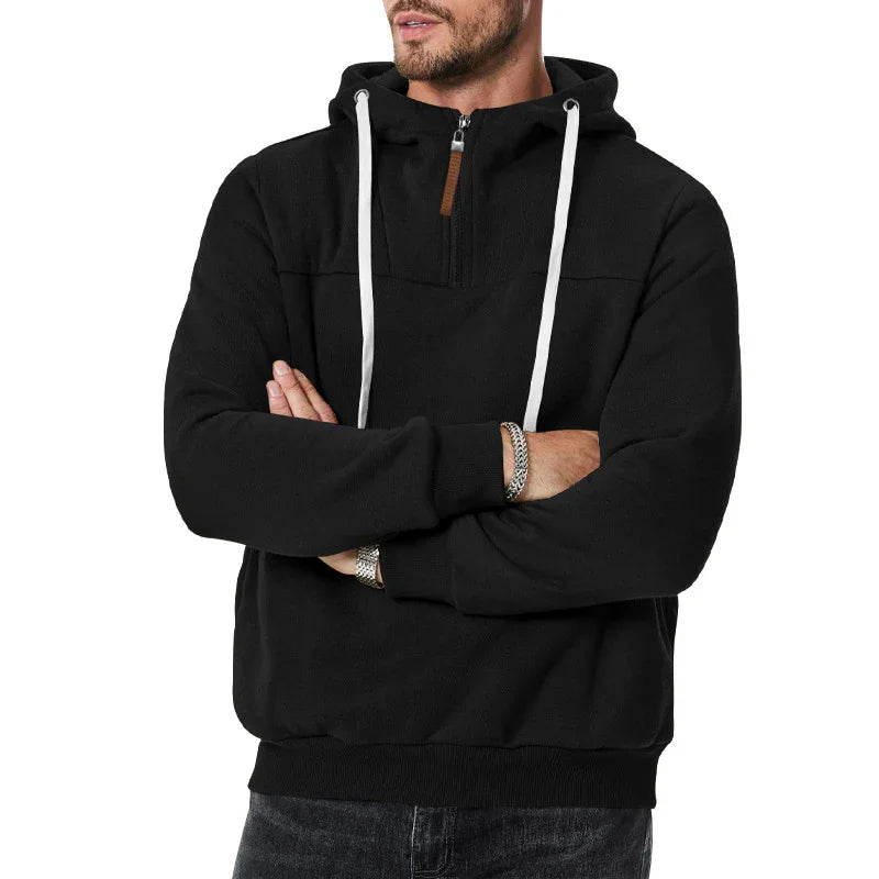 New Men's Heavy Fleece-lined Half-zip Sporty Casual Hooded Sweatshirt EX-STOCK Canada 