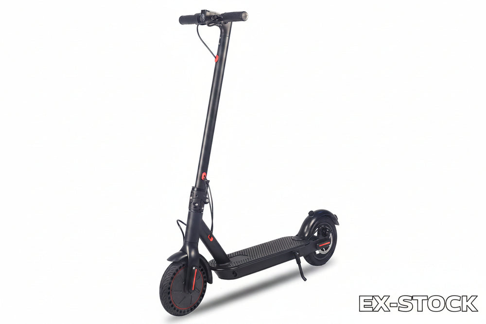 Black electric scooter on a white background EX-STOCK Canada 